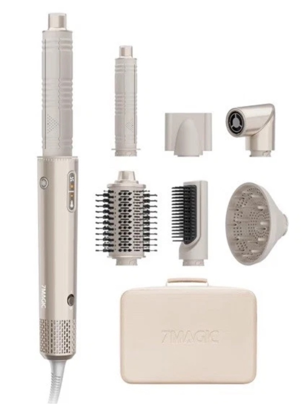 7MAGIC TD-2301 7-in-1 Hot Air Styler Set with Travel Case (Champagne Gold)
